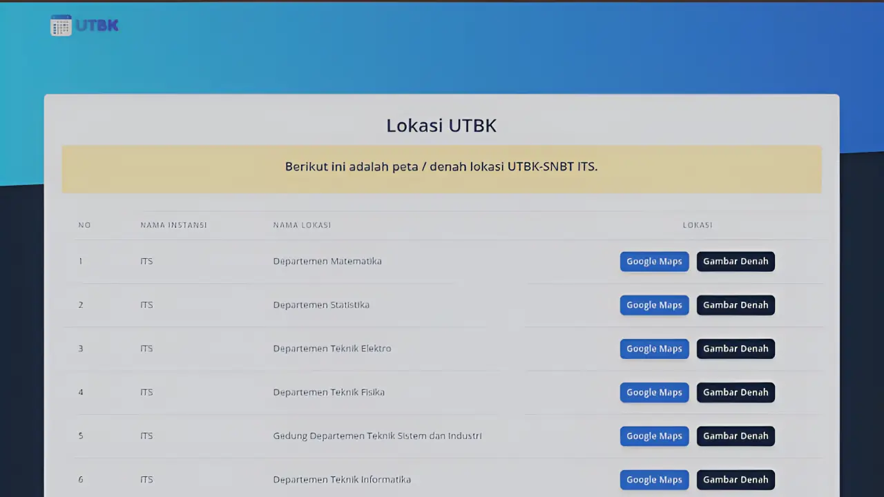 ITS Rilis Peta Lokasi UTBK 2026, Cek Kode Ruang 3 Digit