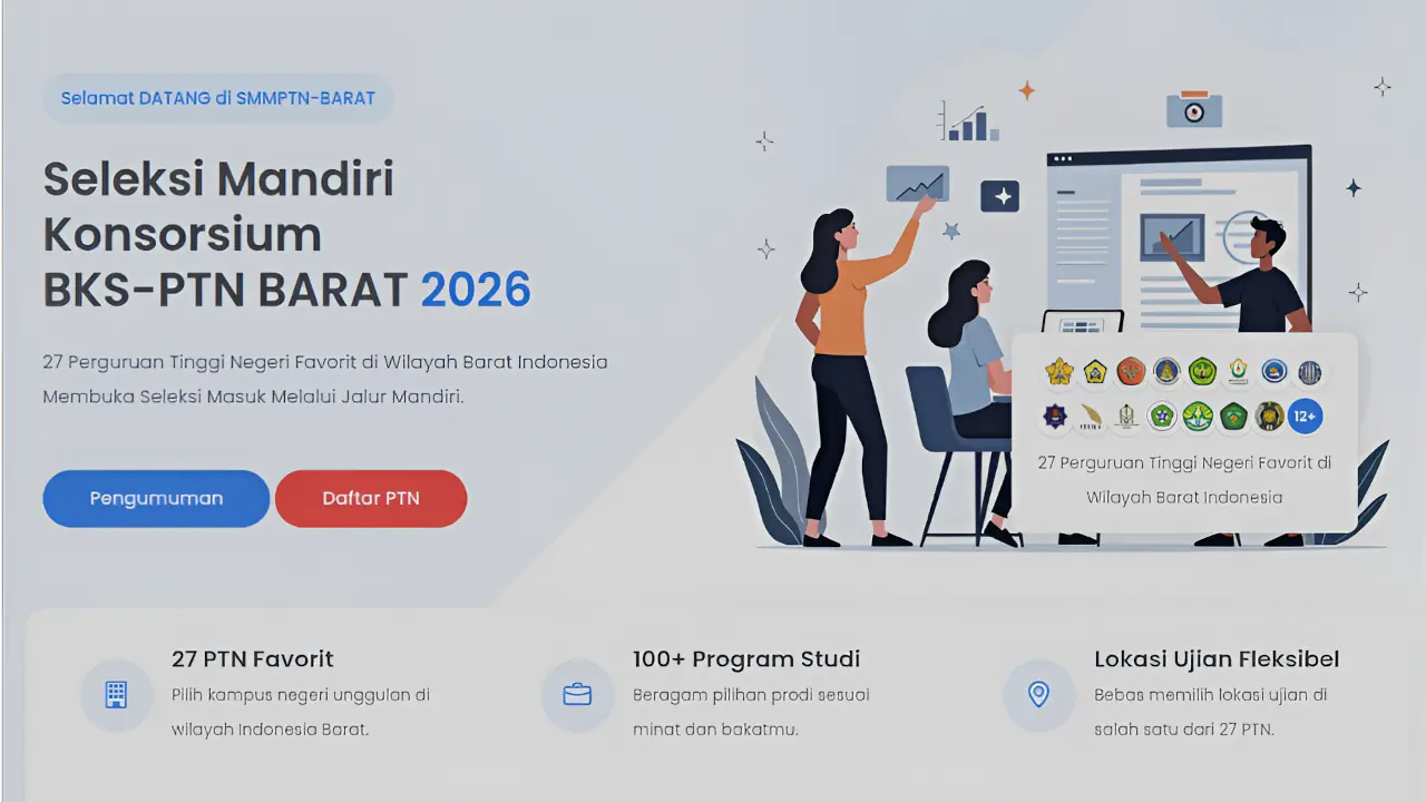 Pendaftaran SMM PTN-BARAT 2026 Dibuka 4 Mei, Cek Biaya & Syarat Gap Year
